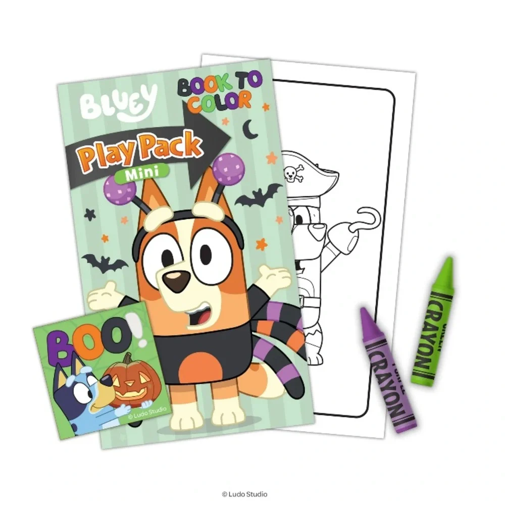 🔵 Bluey Halloween 8-Pack Mini Coloring Sets - Crayons Included, Paperback  NEW